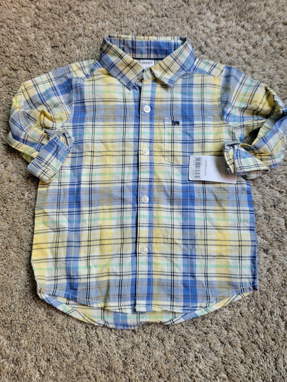 Carter's Boys Plaid Top Size 24M NWT!